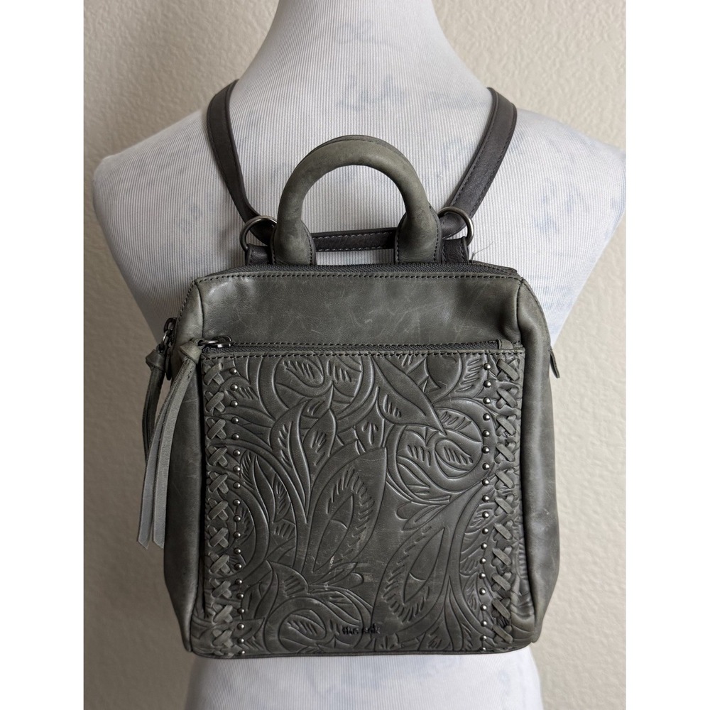 The Sak Loyola Convertible Backpack Gray Soft Tooled Leather Handbag